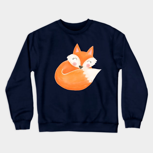 Sweet Sleeping Fox Crewneck Sweatshirt by RuthMCreative